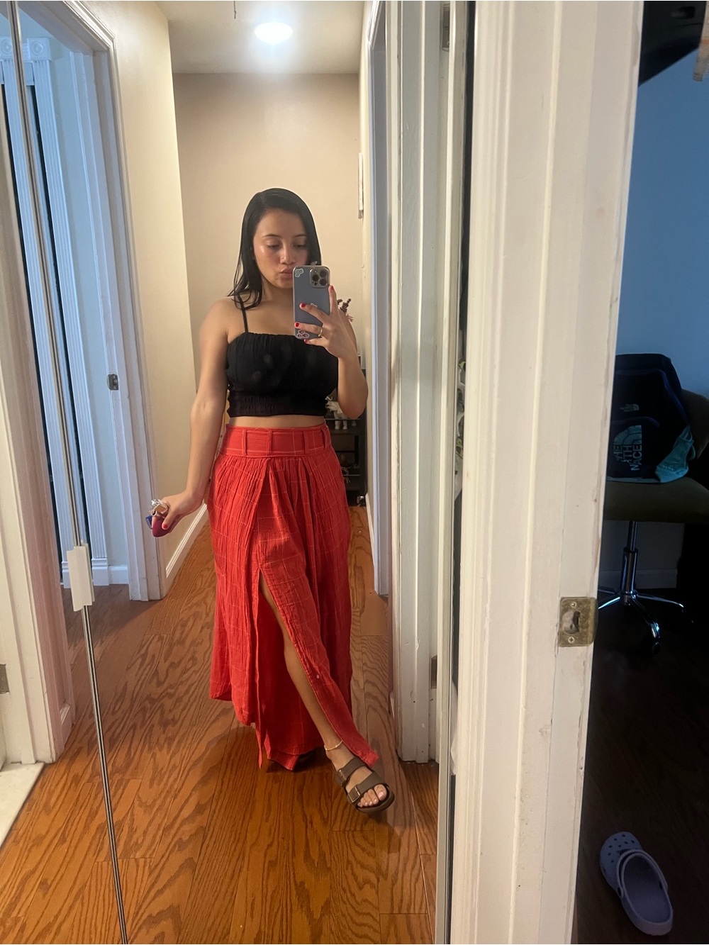 black smocked crop tank from Abercrombie & Fitch